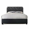 Homeroots 49 x 90 x 79 in. Button Tufted Ireland II Eastern King Size Bed Black PU 285217